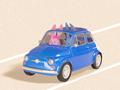 Driving 3d car drive gif rabbit vray