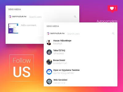 Material Design Instagram Send Media instagram material design media modal redesing send ui ux website