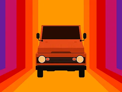 Toyota Kijang 70s auto car flat kijang orange toyota