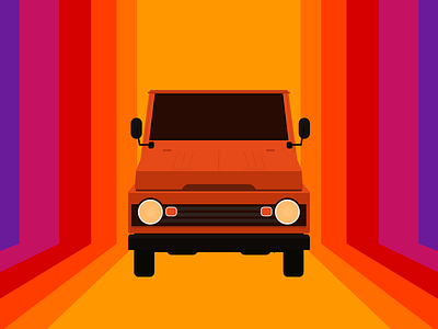 Toyota Kijang 70s auto car flat kijang orange toyota