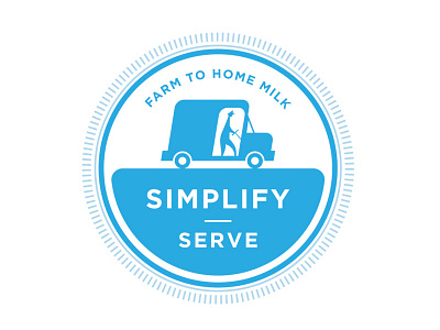 Farm to Home Milk delivery logo milk milk man seal truck