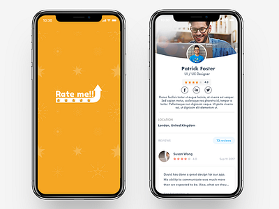 Rateme App Concept : Rating App androind design feedback ios orange profile rating survey user verification
