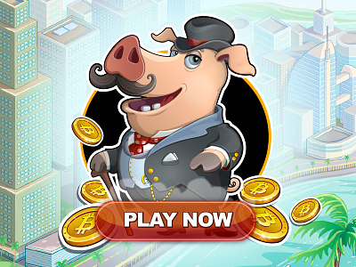 Piggy 2d character design game art illustration piggy vector