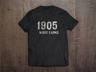1905 Wood Farms T-Shirt Mockup 1905 antique farm grey logo mockup shirt tee tshirt typography vintage wood