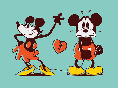 Broken Heart broken disney heart love mickey minnie mouse vintage