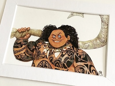 Maui Illustration colored pencils disney handmade illustration ink watercolor