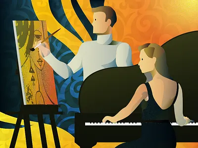 Art 2d art category drawing flat illustration music