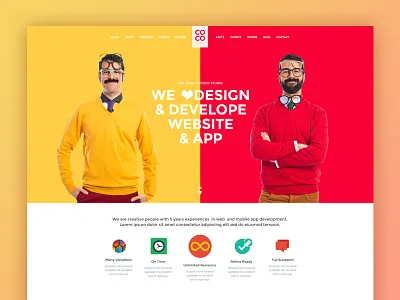 Coco Flat Design agency flat personal red yellow
