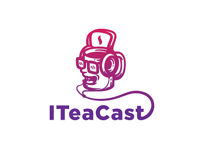 ITea Cast code cup glasses headphones it logo podcast smile tea