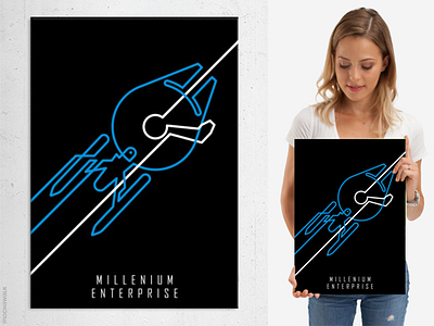 Line Art - Millenium Enterprise art enterprise fanart lineart milleniumfalcon poster spacecraft starship startrek starwars wallart