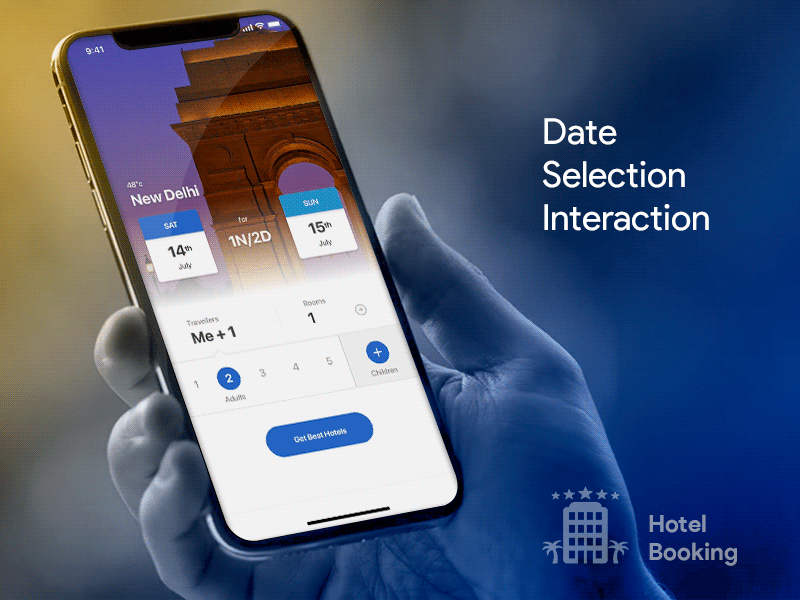 Hotel Booking Interaction custom date selector hotel booking interaction design ui design ux design