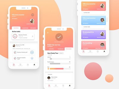 Google Classroom Redesign Concept class college education elegant google gradient ios 11 iphone x minimal mobile ui ux