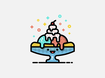 Sundae Sunday design dessert drawing emblem flat food fun ice cream icon illustration minimalism vector