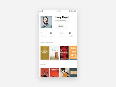 DailyUI #006 books challenge dailyui day3 iphone mobile profile ui
