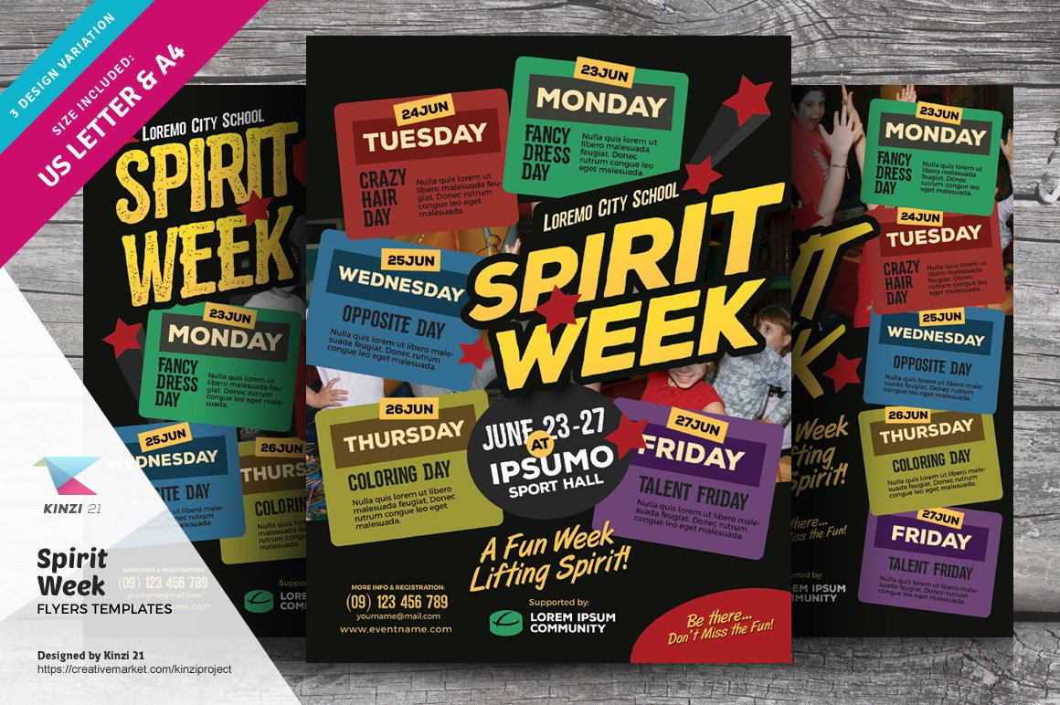 Spirit Week Flyer Templates by Kinzi Wij on Dribbble