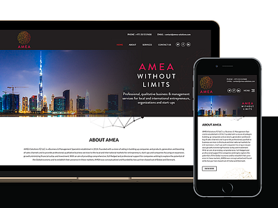 AMEA Solutions Website Mockup brown website consultancy website consultant website laptop mockup mobile view mobile website modern website ui design ux design web design website website design