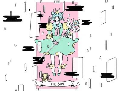 Tarot Card - The Sun card captor sakura drawing fanart illustration line art sakura tarot tarot cards