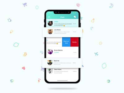 Messenger Chat List app chat chatlist iphonex list messenger mobile mobileapp ui ux