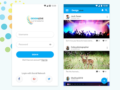 Designlove-Sign-in and Dashboard page dashboard sign in social media app