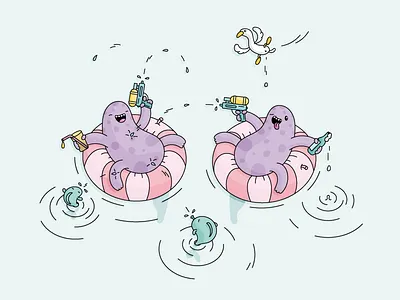 War with the newts illustration cartoon funny illustration newt smile vector war water