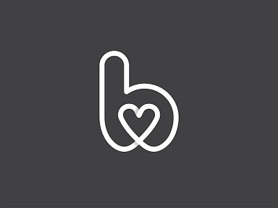 B Heart b heart letter logo logotype mark monogram shadow