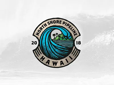 North Shore Pipeline hawaii island north shore pipeline ocean palm tree paradise patch sport sticker surfing