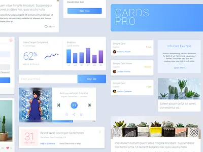 Cards Pro - Free UI Kit cards free kit pro sketch ui ux web