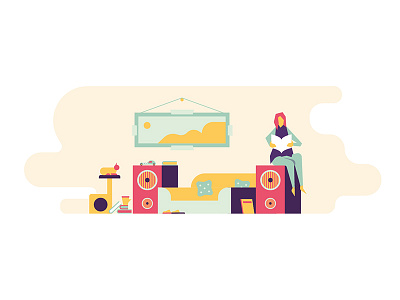 Home art character color flat home illustration vector