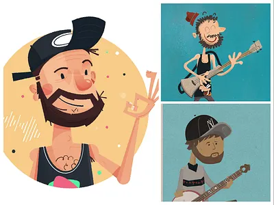 Progress beard character character design hat portrait process progress tank top wip work in progress