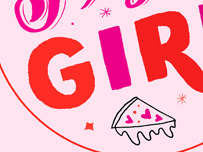 Pizza Girl drawn girl hand lettering pizza type