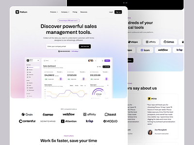 Pallium Landing Page analytics website design landing page saas saas website sales sales dashboard sales website ui web web design webdesign