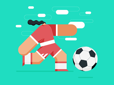 Big Buds Soccer ball character illustration jersey kick soccer striker vector woman