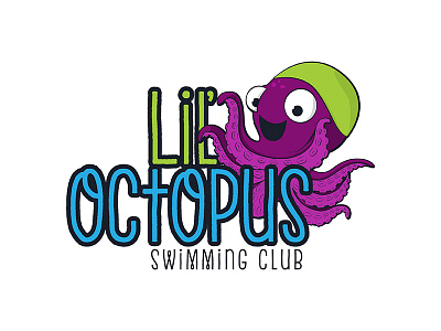 Lil' Octopus cartoon children club cute design illustration kids logo mauritius octopus swimming