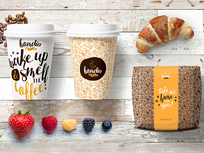 Bomdia Café Packaging aroma breakfast cafe coffee coffee shop handmade lettering logo morning packaging typography