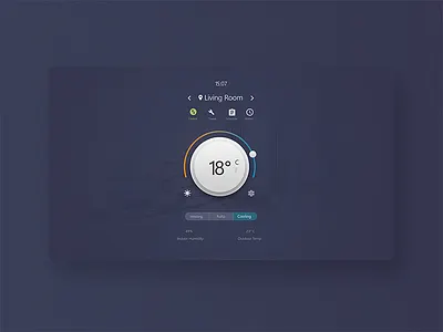 Thermostat dial display heat mobile temperature thermostat user experience user interface web