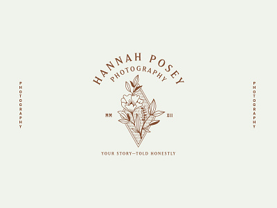 Hannah Posey Logo brand branding etched etching flower lines logo mark photography typography