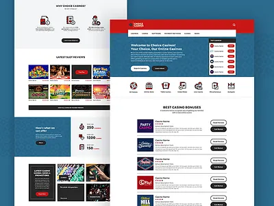 Choice Casinos Home Page betting bold casino design gaming home page icons layout modern portal website