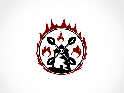 Burning Mills apple circle design fire logo mills