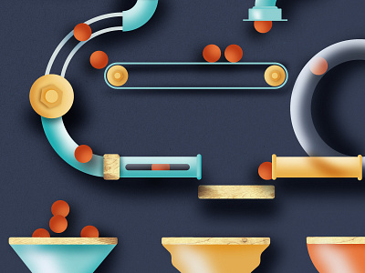 Game Survey // illustration arcade balls college educational game gamification gradient pinball plumber survey texture tubes