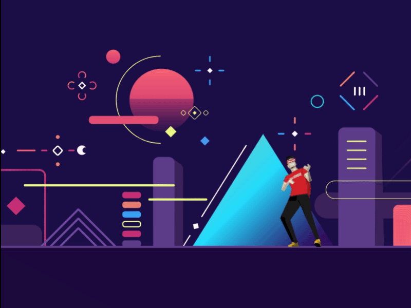 Personal Branding 3d animation branding colorful funny futuristic illustration landscape loop retro scenic ui design