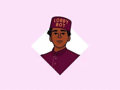 "A lobby boy is completely invisible, yet always in sight." colorful film grand budapest hotel hotel icon illustration inconography middle eastern movies portrait vector wes anderson