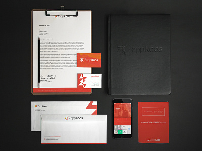 ZappKoos Branding: Shot 2 a4 athletic brand identity branding business cards envelopes print runner social media zappkoos