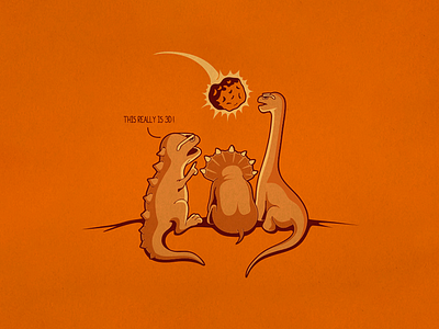 3d dinosaurs extinction funny illustration meteorite vector