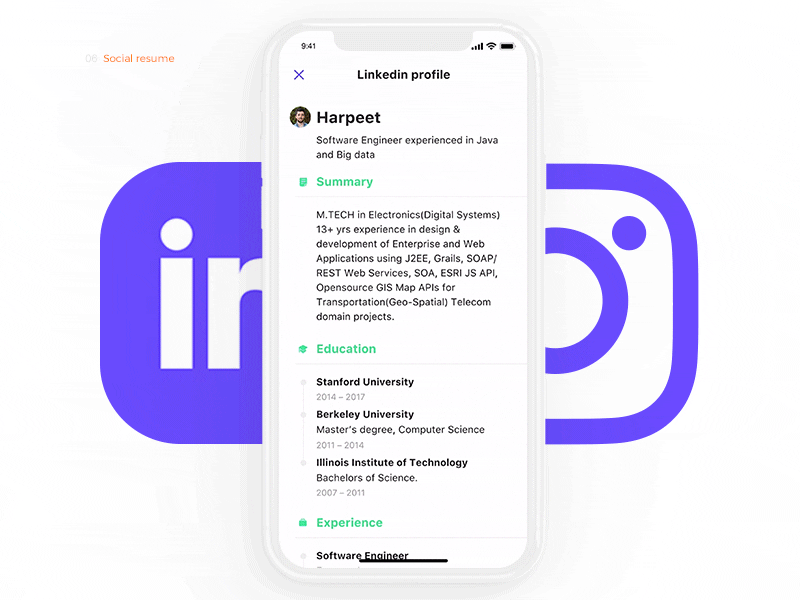 Dating App Social Resume clean dating flinto header linkedin social ui ux white