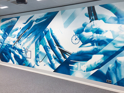 Smart room wall in Festo offices plugas