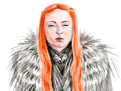 The Lady Wolf game of thrones gouache illustration painting sansa sansa stark watercolor