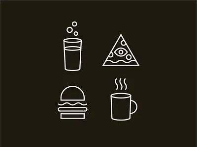 Society Secrets beer burger coffee illuminati illustration line drawing pizza secret society