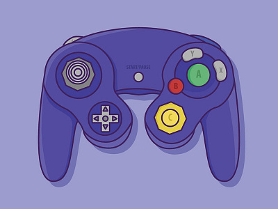 Gamecube Controller art controller flat gamecube gamecube controller gaming illustration line line art linework simple video games