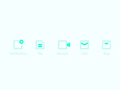 Icons bag file flat icons mail minimal notification record square vector