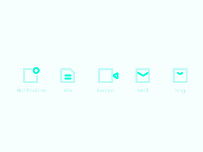 Icons bag file flat icons mail minimal notification record square vector